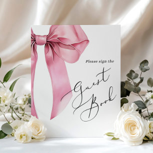 Sign the Guest Book Pink Bow script Bridal Shower