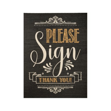 Sign The Guestbook Wedding Reception Wood Poster