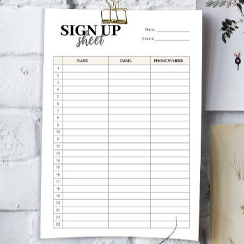 Sign Up Form Template by freshpaperie at Zazzle