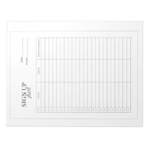 Sign up form template notepad