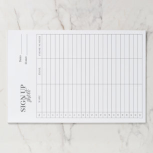 Sign up form template paper pad