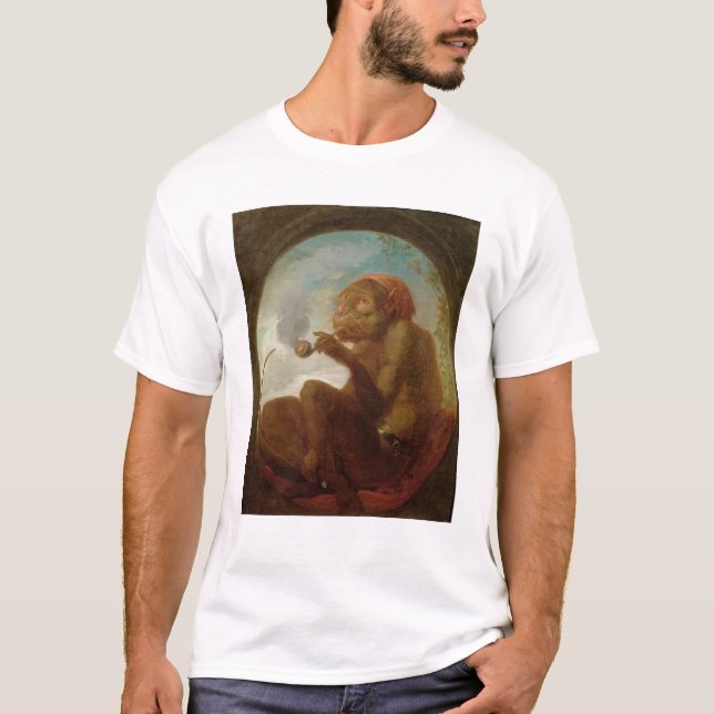 Sign with a monkey smoking a pipe T-Shirt (Front)
