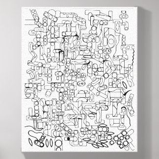 Signal Control Room Hand-Drawn Abstract Line Art Canvas Photo Tile
