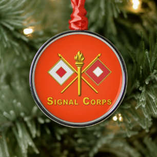 Signal Corps Christmas Metal Ornament