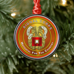 Signal Corps Christmas Metal Ornament