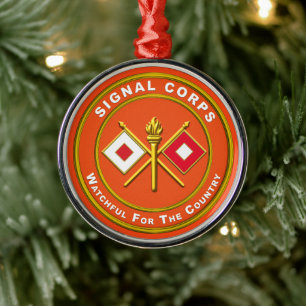 Signal Corps Christmas Metal Ornament