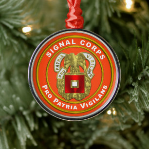 Signal Corps Christmas Metal Ornament