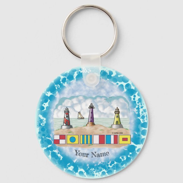 Signal Flags Lighthouse  Keychain (Front)