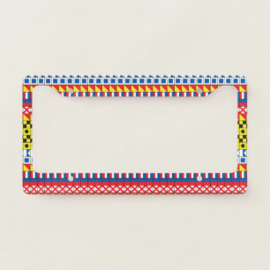 Signal Flags pattern_I Love To Sail License Plate Frame