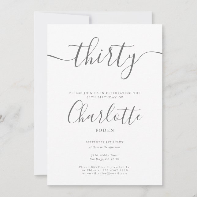 Signature 30th Birthday Invitation (Front)