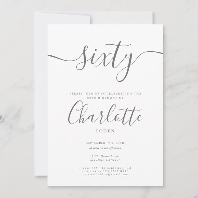Signature 60th Birthday Invitation (Front)