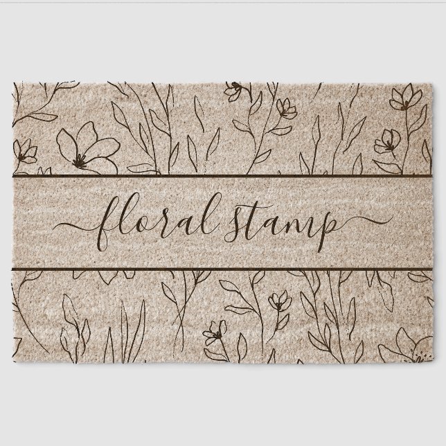 Signature among floral texture fiber doormat (Front)