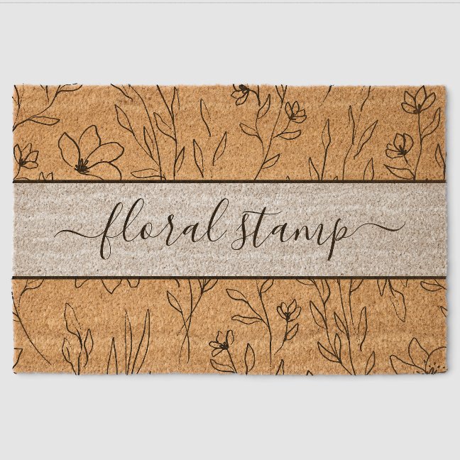 Signature among floral texture fiber doormat