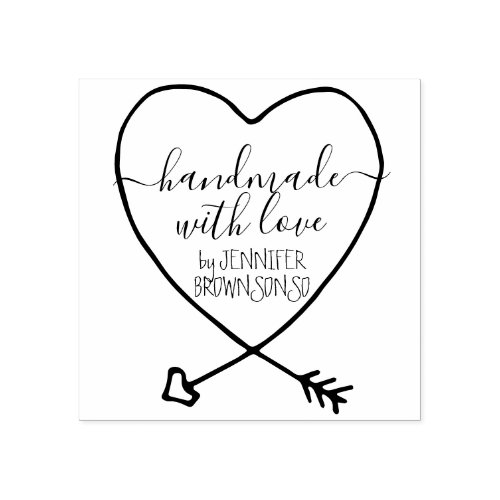 Signature Arrowed Handmade with love business Rubber Stamp