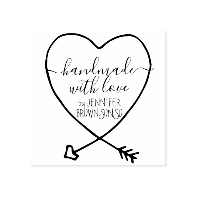 Signature Arrowed Handmade with love business Rubber Stamp