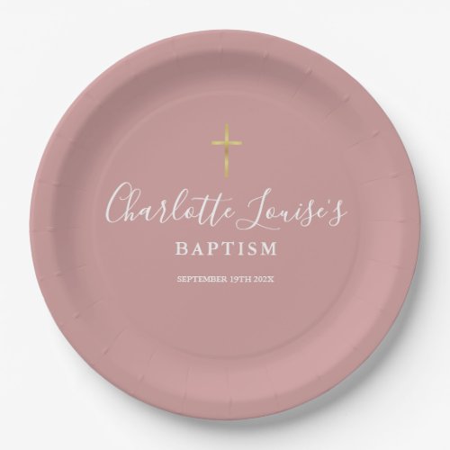 Signature Baptism Christening Dusty Rose Pink