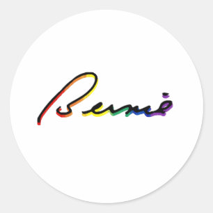Signature Bernie Sanders Pride Rainbow - LGBT Poli Classic Round Sticker