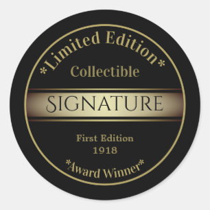 Signature Black and Gold Collectible Custom Classic Round Sticker