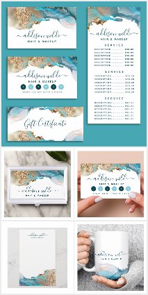 Signature Blue And Gold Alcohol Ink Business Suite