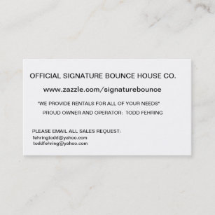 SIGNATURE BOUNCE HOUSE COMPANY BUSINESS CARD