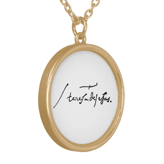 Signature by St. Theresa of Avila Heilige Theresa Gold Plated Necklace (Front Left)