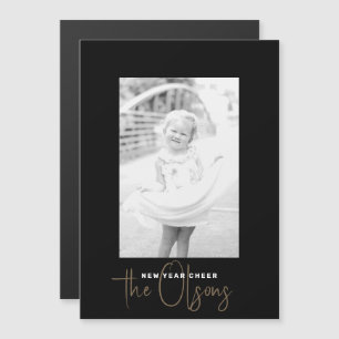 Signature Cheer Chic Black New Years Photo Card