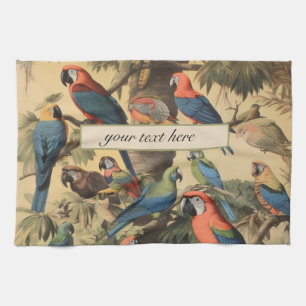 Signature Chef Parrot Canopy Vintage Botanical Kitchen Towel