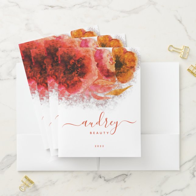 signature chic Luxurious Shining Gold floral Pocket Folder (In Situ)