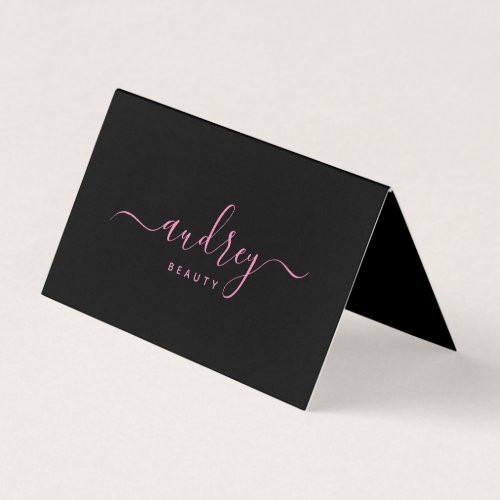 Signature Chic Typography Pink and Black Business Card