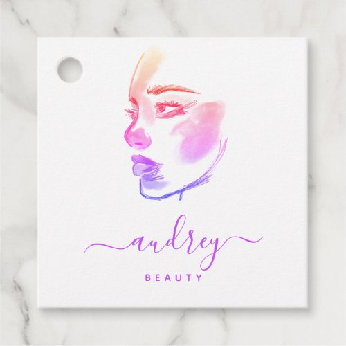 Signature Chic Typography Purple and Beauty QR Favor Tags