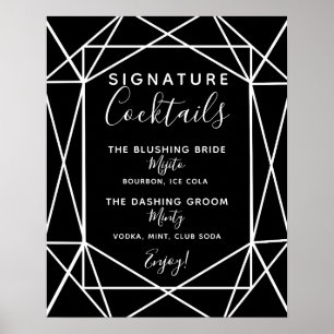 Signature Cocktail bar sign geometric wedding
