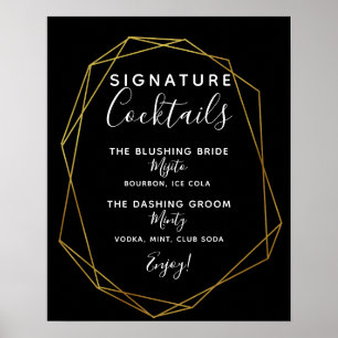 Signature Cocktail bar sign geometric wedding