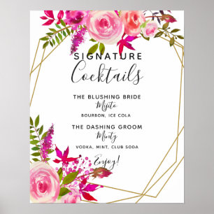 Signature Cocktail bar sign geometric wedding