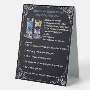 Signature Cocktail: Berry Bubbly Bridal Brew Table Tent