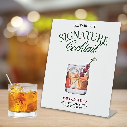 Signature Cocktail Classy Green  Red Pedestal Sign