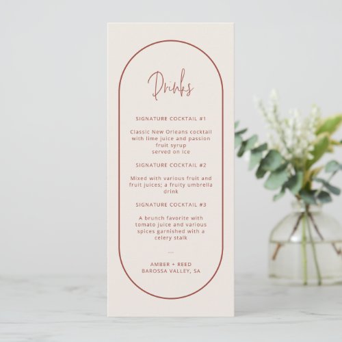 Signature Cocktail Double Arch Drinks Menu Card