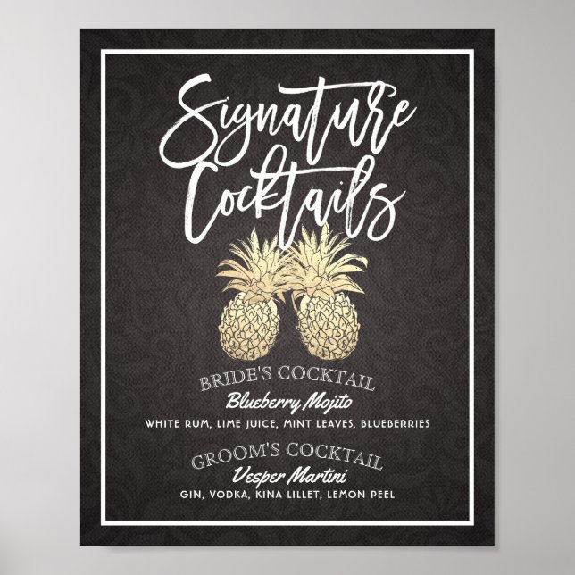 Signature Cocktail Drink Menu Wedding Decor Poster (Front)