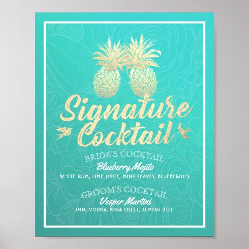 Signature Cocktail Drink Menu Wedding Decor Poster