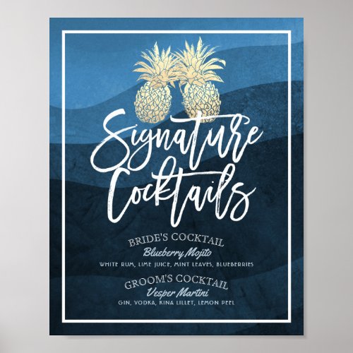 Signature Cocktail Drink Menu Wedding Decor Poster