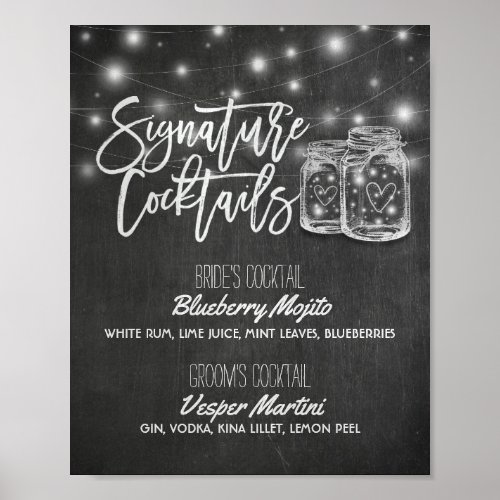 Signature Cocktail Drink Menu Wedding Decor Sign