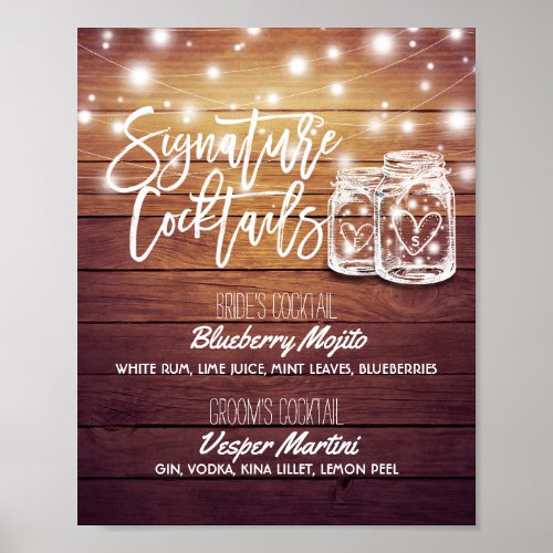 Signature Cocktail Drink Menu Wedding Decor Sign Signature Cocktail Drink Menu Wedding Decor Sign