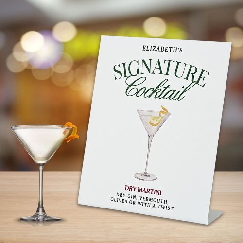 Signature Cocktail Green  Red Classy Pedestal Sign