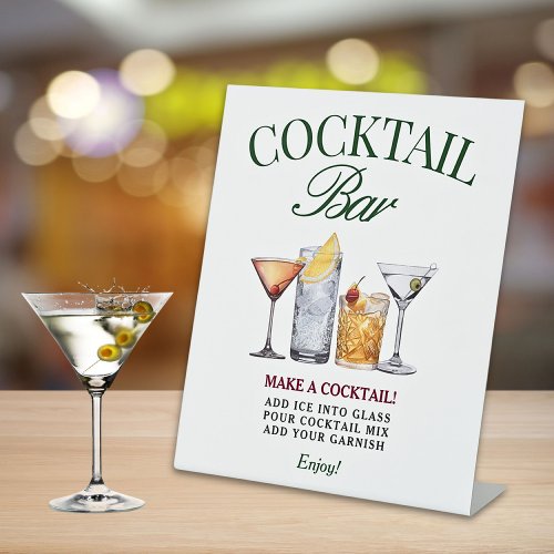 Signature Cocktail Green  Red Classy Pedestal Sign