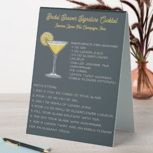 Signature Cocktail Jasmine Lemon Tea Fizz Table Tent