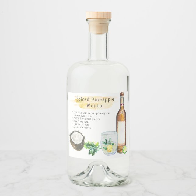 Signature Cocktail Recipe Wedding Favor Label (Front)
