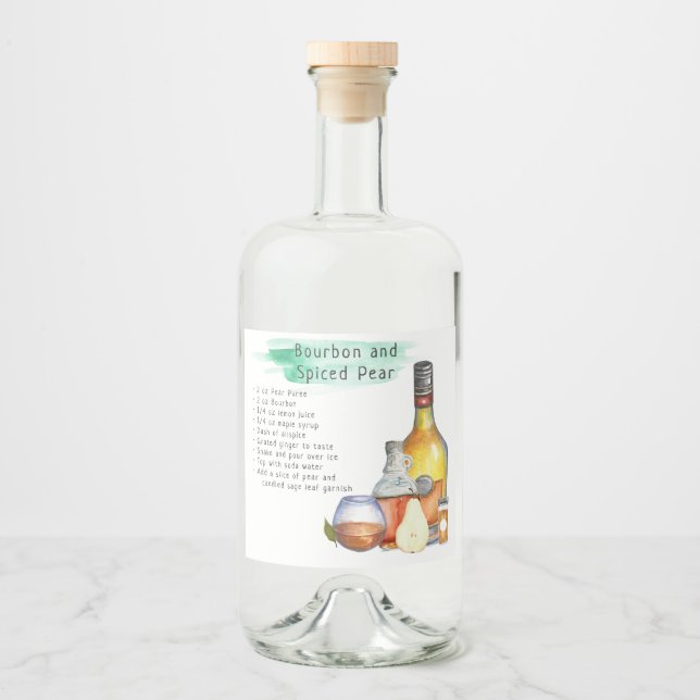 Signature Cocktail Recipe Wedding Favor Label (Front)