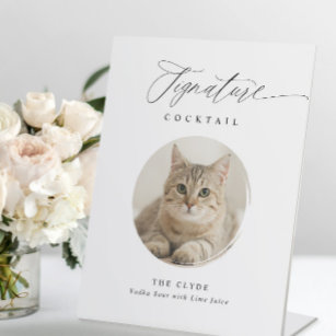 Signature Cocktail Sign Pet Photo Elegant Wedding