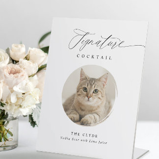 Signature Cocktail Sign Pet Photo Elegant Wedding
