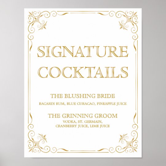 Signature Cocktail Wedding Sign Gatsby Art Deco
