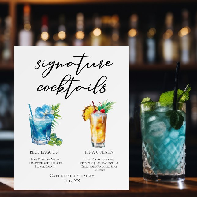 Signature Cocktails Beach Wedding Menu Foam Board (Creator Uploaded)
